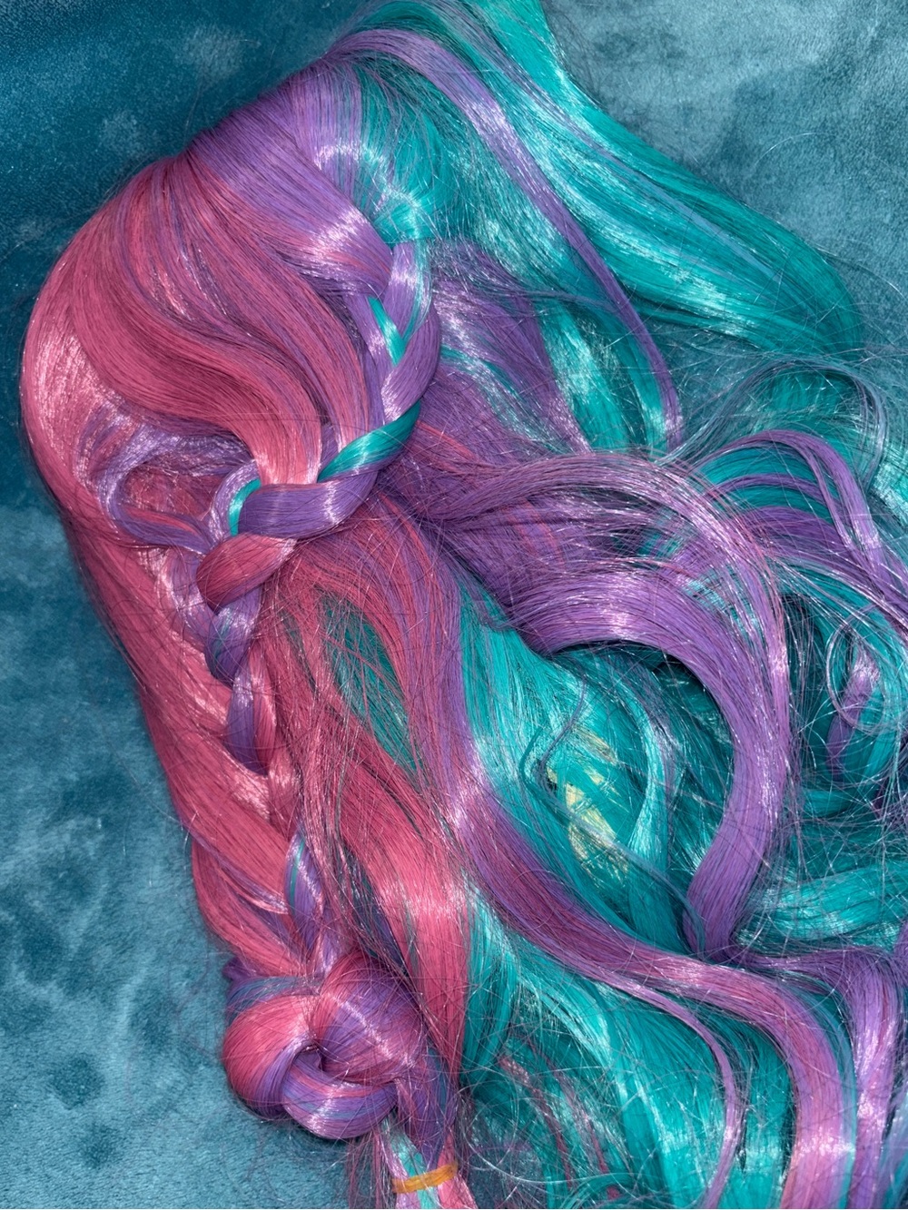 Vivid Teal, Purple & Pink Synthetic Braided Wig